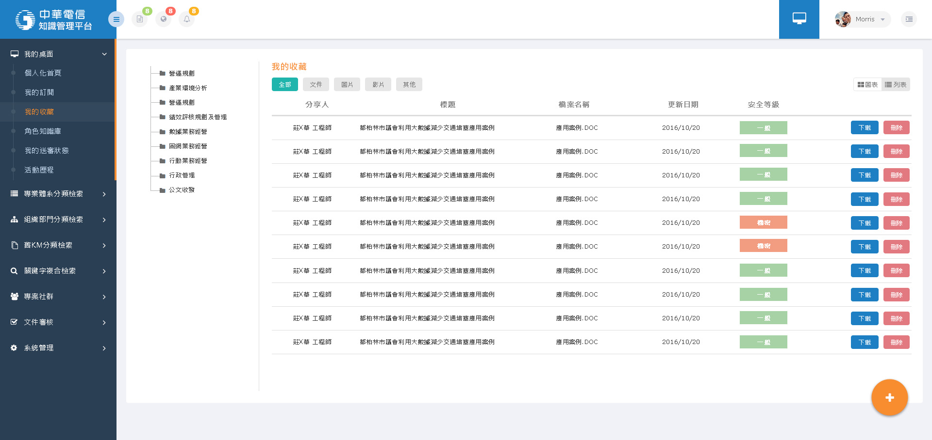 中華電信知識管理平臺-我的收藏